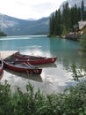 Canoes on picturesque lake Royalty Free Stock Photo