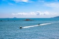 2 Canoes are running on Nha Trang Bay