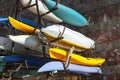 Canoes stack for winter storage. Color image Royalty Free Stock Photo