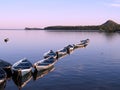 Canoes in sunset Royalty Free Stock Photo