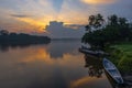 Canoes at Sunset in the Amazon River Basin, Ecuador