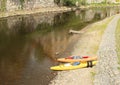 Canoes by the Vltava River Royalty Free Stock Photo