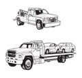 Vector illustrations of different tow trucks