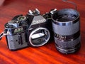 Canon AE-1 program is old classic film camera Royalty Free Stock Photo