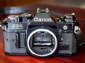 Canon AE-1 program is old classic film camera Royalty Free Stock Photo