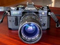 Canon AE-1 program is old classic film camera Royalty Free Stock Photo