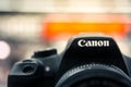 Canon Camera Logo Closeup Model Display New Photography Equipment Demo October 27 2017 Royalty Free Stock Photo