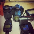 Canon 60D with lens and flash