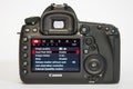 Canon EOS 5D Mark IV profesional DSLR photo camera on white reflective background Royalty Free Stock Photo