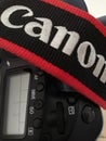 Close up of an EOS 80D Canon digital camera. Royalty Free Stock Photo