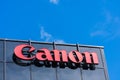Canon logo atop Canon Solutions America headquarters campus in Silicon Valley. Canon Inc is a Japanese multinational corporation