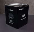 Canon 50mm Lens for the new RF Mount - FRANKFURT, GERMANY - MARCH 30, 2021 Royalty Free Stock Photo