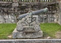 Canon beside the steps to the terrace of the garden of the Forbidden city, Imperial City, Citadel, Hue, Vietnam Royalty Free Stock Photo