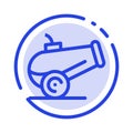 Canon, Weapon Blue Dotted Line Line Icon