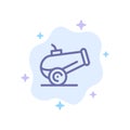 Canon, Weapon Blue Icon on Abstract Cloud Background