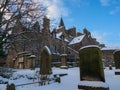 Canongate Churchyard under heavy snow in Edinburgh, Scotland, February 2021