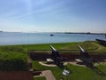 Canons Overlooking the Ocean at Fort McHenry Royalty Free Stock Photo