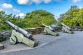 Canons on top at the fortress of the Valberg in Stavanger Royalty Free Stock Photo
