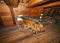 Canons in a warship Royalty Free Stock Photo