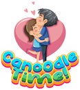 Canoodle time word text with couple in love Royalty Free Stock Photo