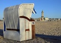 Canopied beach chair at beach WarnemÃÂ¼nde