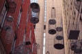 The canopy of birdcages suspended above Angel Place.