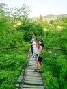 Canopy bridge and group of people
