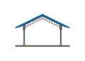 Canopy building. Steel frame building. Simple flat illustration. Royalty Free Stock Photo
