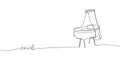 Canopy crib one line art with an inscription. Continuous line drawing of childhood, safety, protection, crib, children s