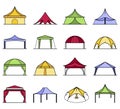 Canopy icon set line color vector