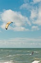 Canopy of a kiteboard and male teen at a tropical beach Royalty Free Stock Photo