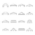 Canopy shed overhang icons set, outline style