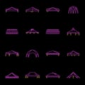 Canopy shed overhang icons set vector neon