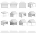 Canopy shed overhang mockup set, realistic style