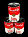 Cans of Campbell`s Chicken Noodle Soup