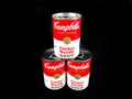 Cans of Campbell`s Chicken Noodle Soup