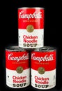 Cans of Campbell`s Chicken Noodle Soup