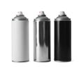 Cans of different spray paints on white background Royalty Free Stock Photo