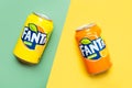 Cans of Fanta Orange and Fanta Lemon