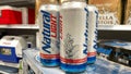 Cans of Natural Light Beer also called Natty Light in a Publix grocery store