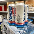 Cans of Natural Light Beer also called Natty Light in a Publix grocery store