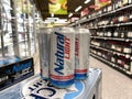 Cans of Natural Light Beer also called Natty Light in a Publix grocery store