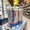 Cans of Natural Light Beer also called Natty Light in a Publix grocery store