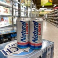 Cans of Natural Light Beer also called Natty Light in a Publix grocery store