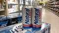 Cans of Natural Light Beer also called Natty Light in a Publix grocery store