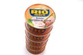 Cans of RIO MARE Tuna in olive oil. Rio Mare is a brand of  Bolton Food Royalty Free Stock Photo