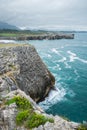 Cantabrian coast in famous Bufones de Pria in Asturias, Northern Spain. Royalty Free Stock Photo