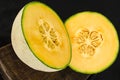 Cantaloup Melon Cut in Half Royalty Free Stock Photo