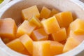 Cantaloup in wooden bowl