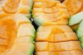 Cantaloupe or Charentais melon (Other names are Melon, cantelope, cantaloup, muskmelon, mushmelon, rockmelon, sweet melon, Persia Royalty Free Stock Photo